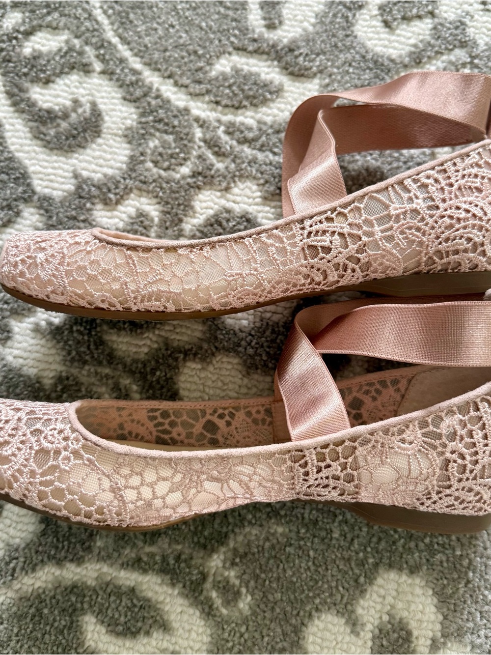 Jessica Simpson Maggda Pink lace ankle strap Ballet Flats size 6.5 balletcore - Picture 3 of 10